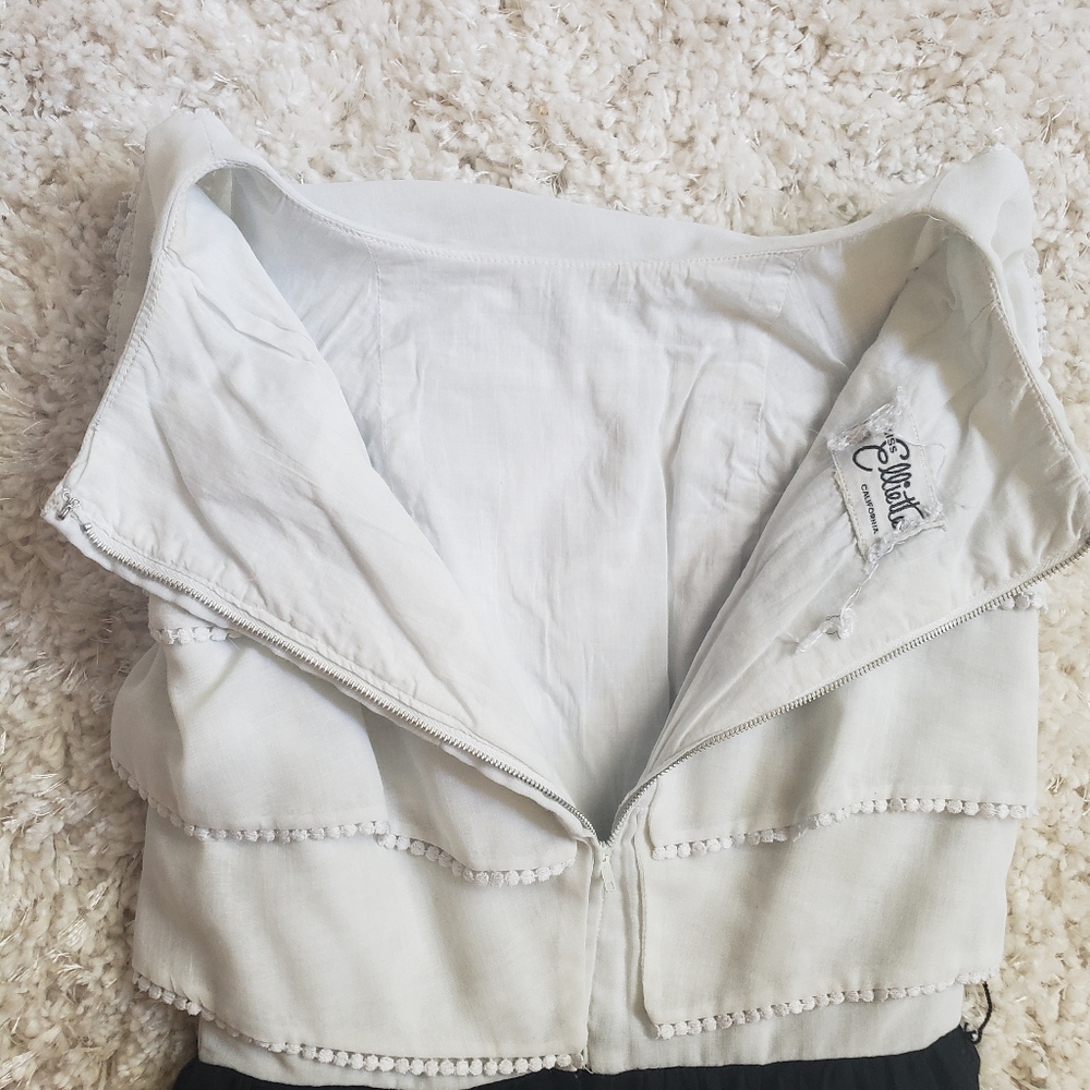 1950s 1960s Vintage Miss Elliotte California Black & White Dress Tiered Bodice - Picture 12 of 13